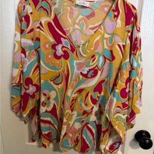 Emily Wonder Floral Paisley Boho Peasant Blouse